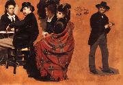 Man and Woman at a Table,Two seated Women,Man Putting a Glove Ilya Repin